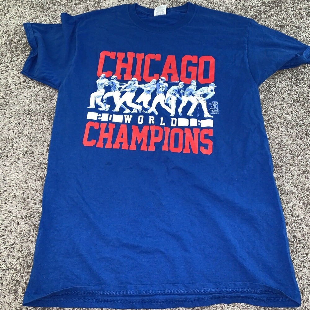 Chicago Cubs World Champions Baseball Size Medium Blue T Shirt